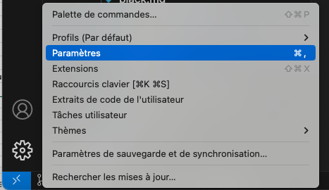 paramètres vscode