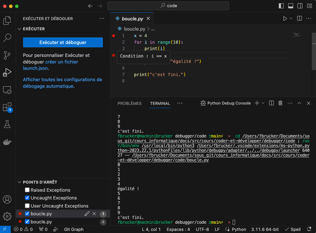 breakpoint conditionnel