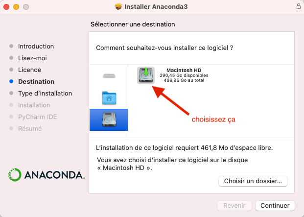 où installer anaconda : disque spécifique