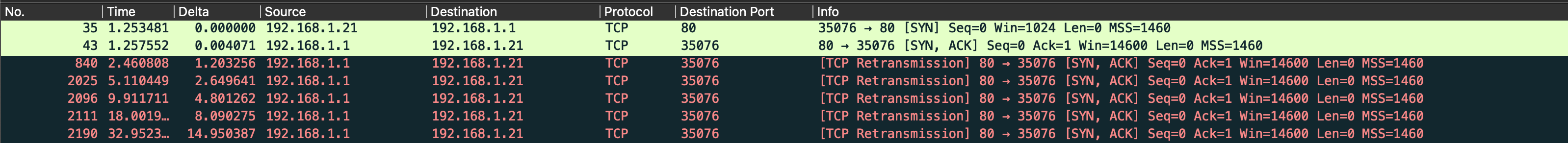 capture syn scan