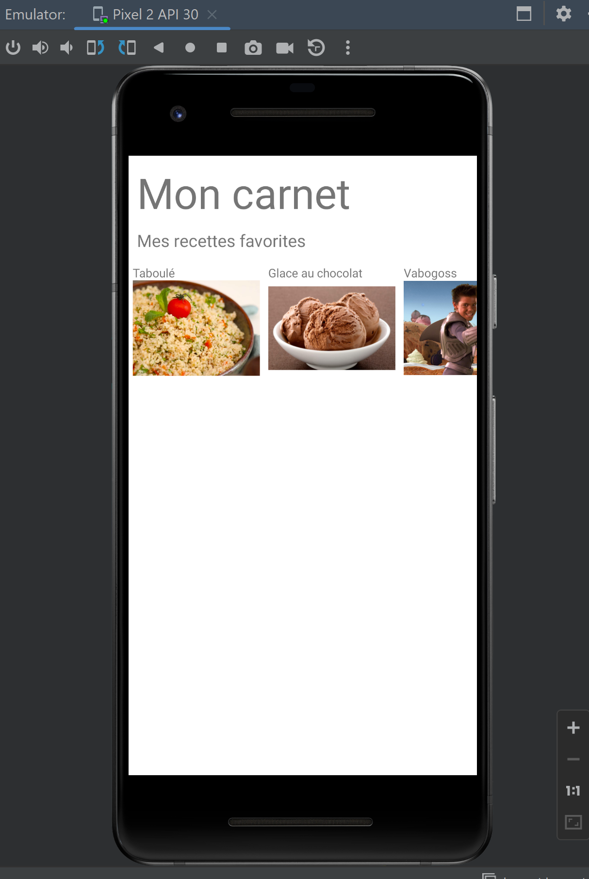 Capture d'écran android studio