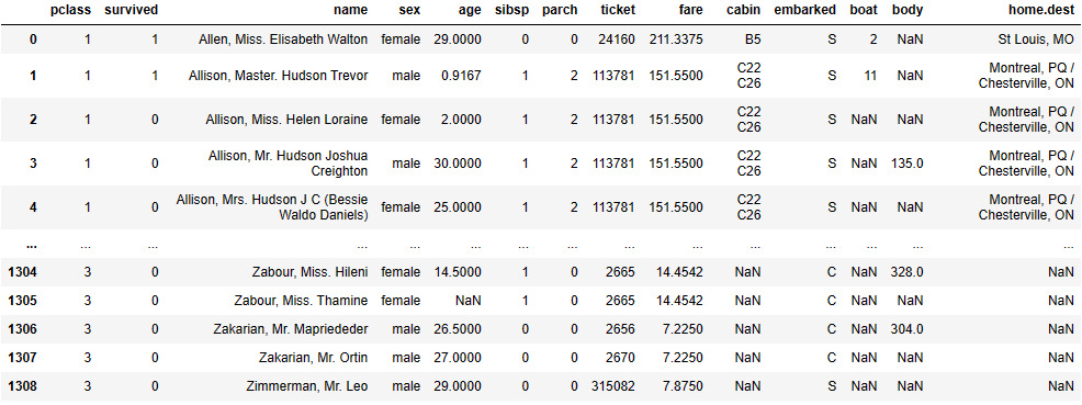 Aperçu du dataset Titanic