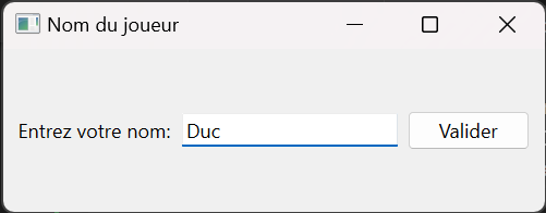 Fenêtre nom joueur