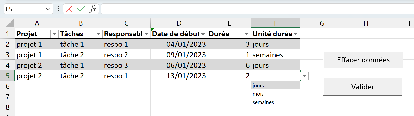 Image tableau données