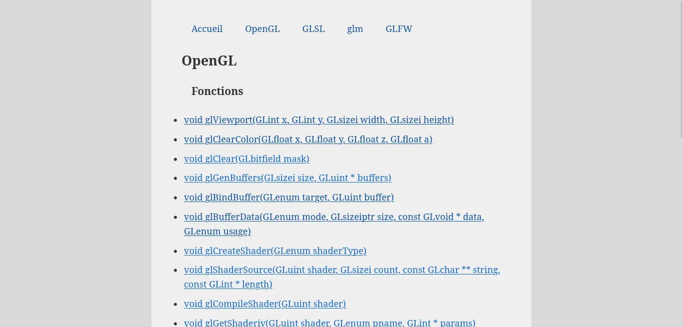 Page OpenGL avec du CSS