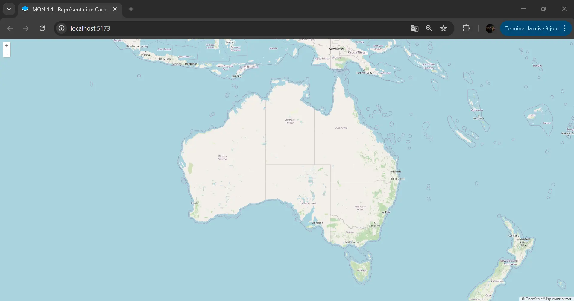 Carte centrée sur l'Australie