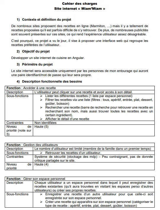 Cahier des charges - 1