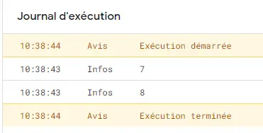Journal d'exécution