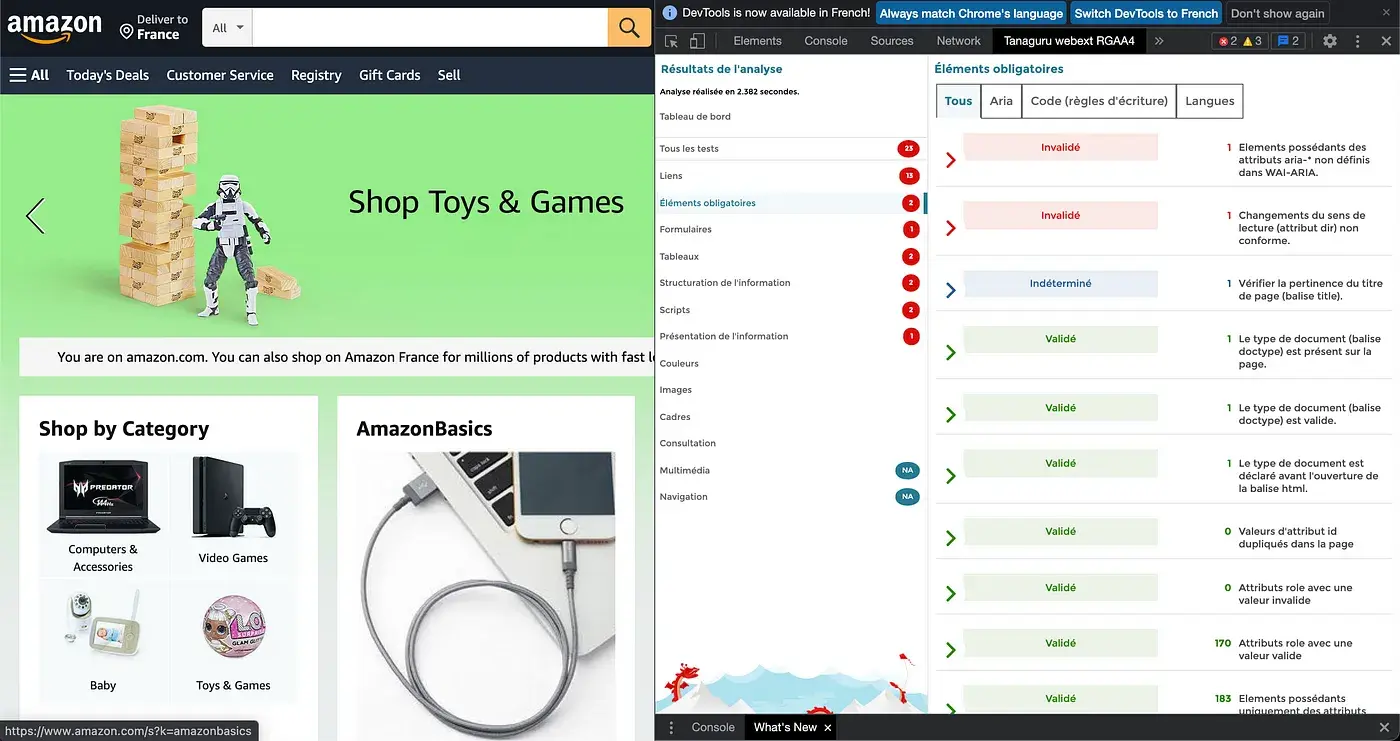 Audit d'accessibilité du site Amazon, comme mauvais élève du web